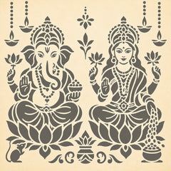 square pet plastic stencil for ganesha lakshmi painting