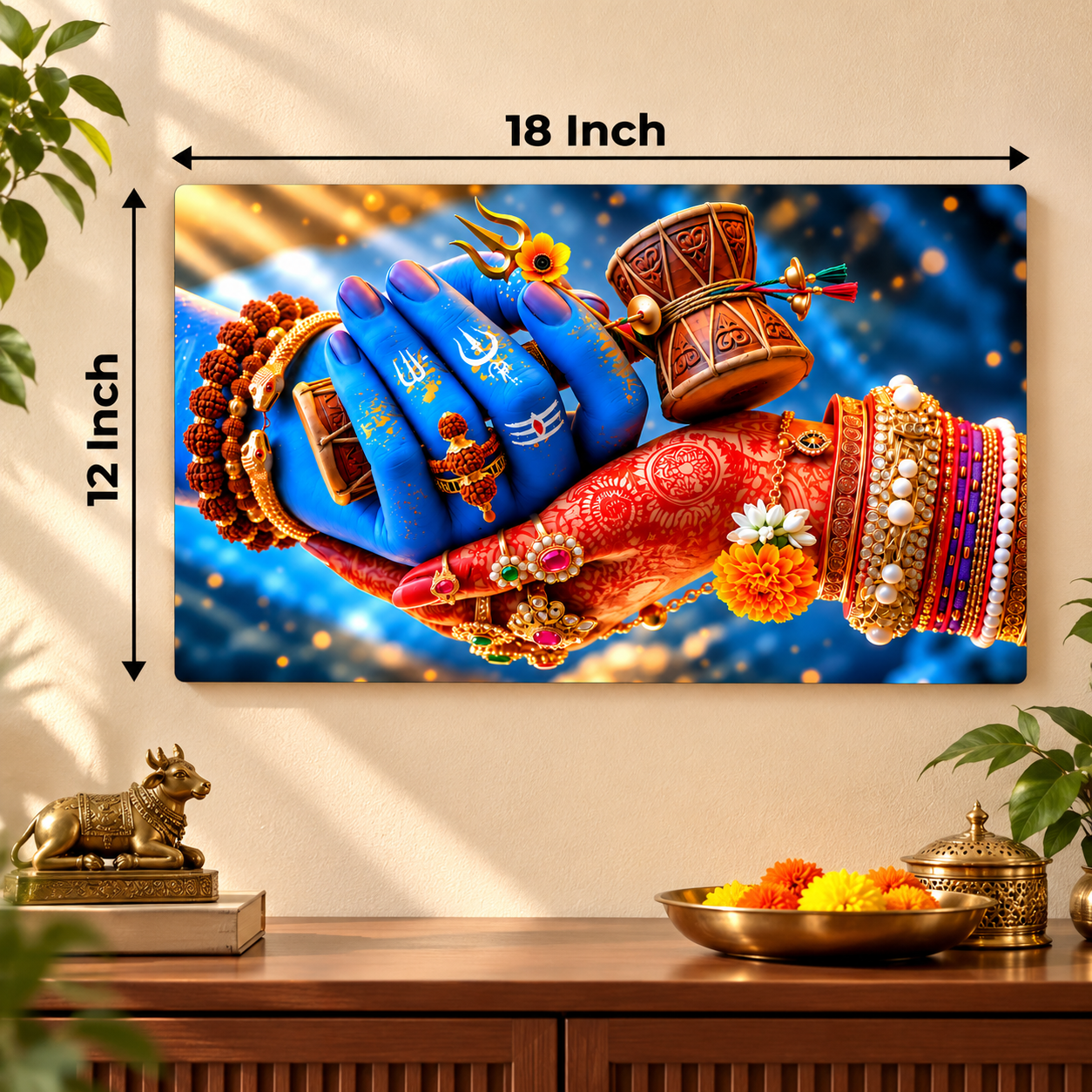 Shiv Parvati holding hands wall frame