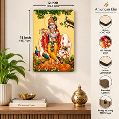 Krishna peacock feather wall art painting
