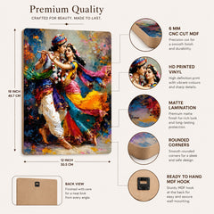 Radha Krishna wooden wall decor for home