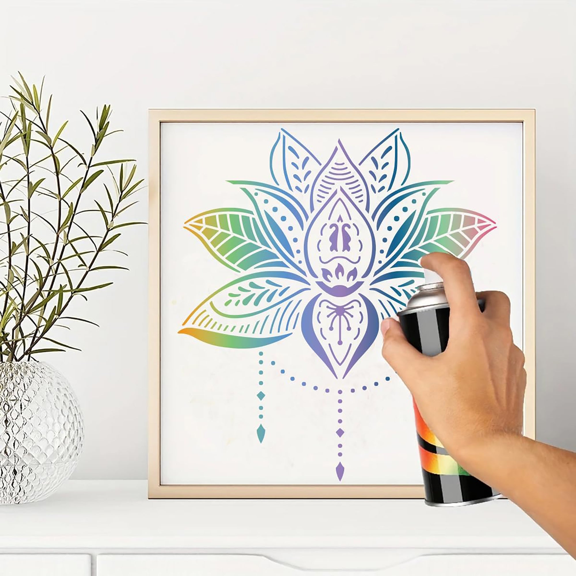 pack of 4 lotus flower stencils for festive art and craft
