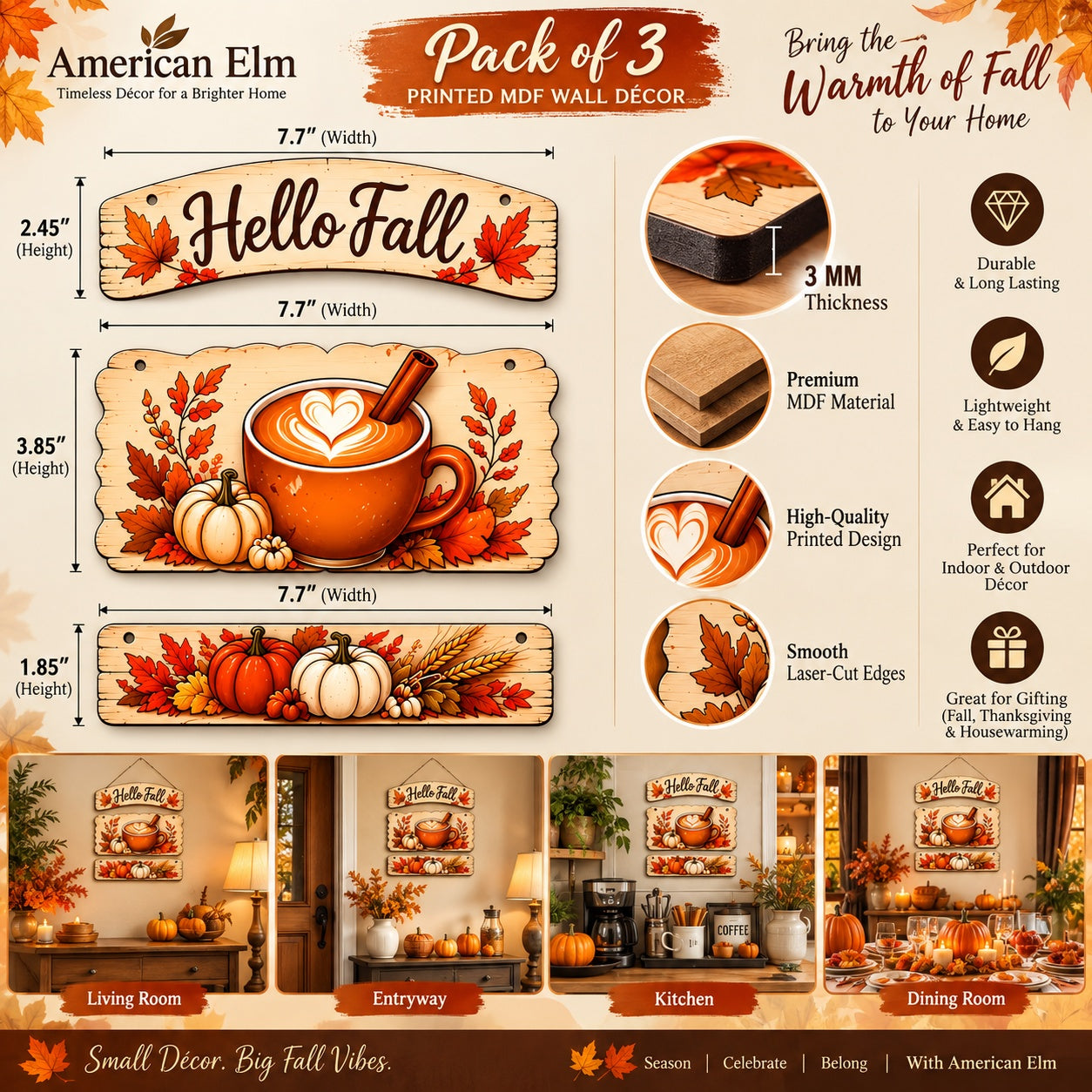 autumn wall hanging set for home