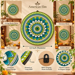 Green and Teal Floral Mandala Wall Decor