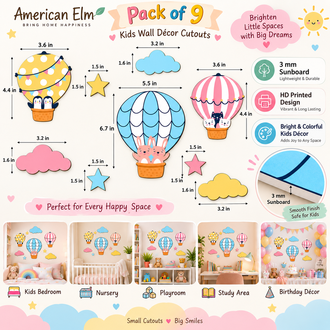 nursery wall art hot air balloon theme