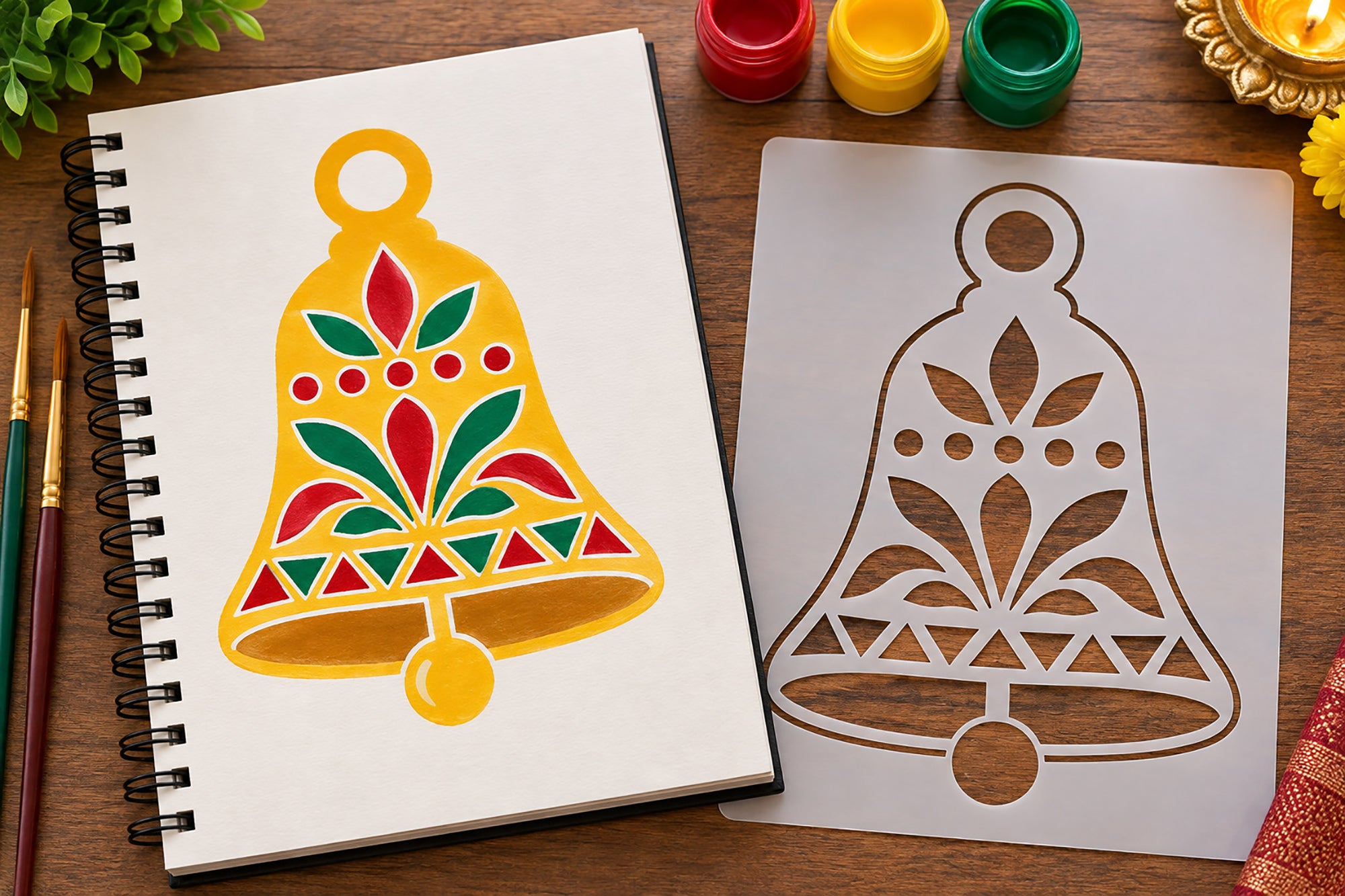 bell design stencil for t shirt and clothing decoration