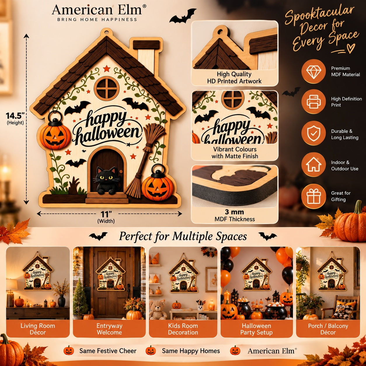 printed MDF Halloween house cutout