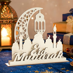 Eid Mubarak wooden table centerpiece