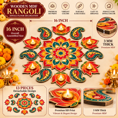 Diwali floor decor rangoli set of 13 pieces