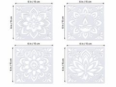 white floral rangoli stencil for diwali