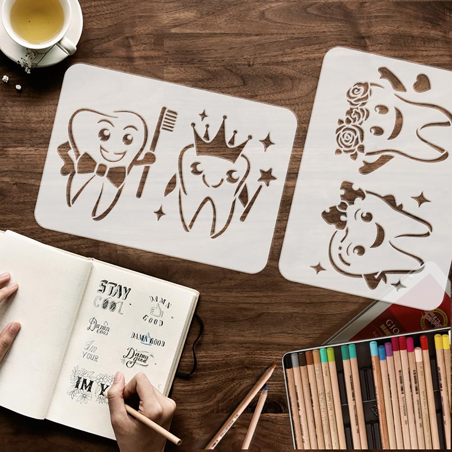 tooth brushing stencil
