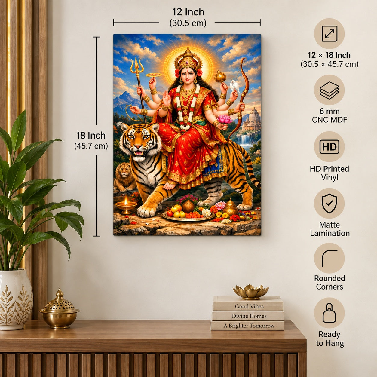 ready to hang Durga tiger decor