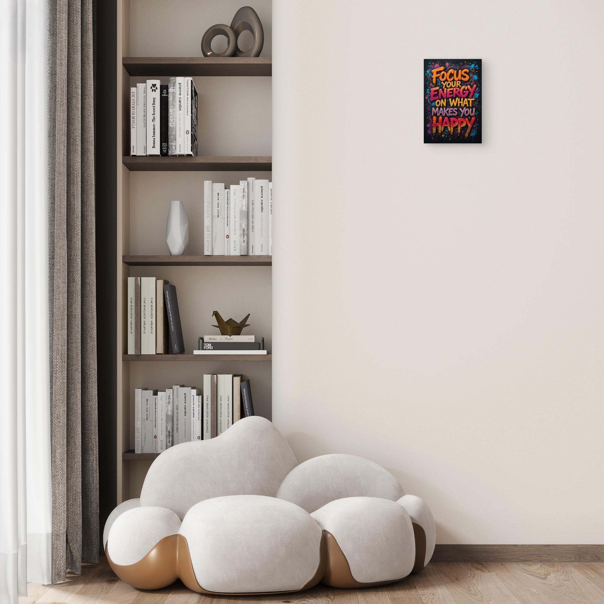 happiness quote wall art for bedroom and office