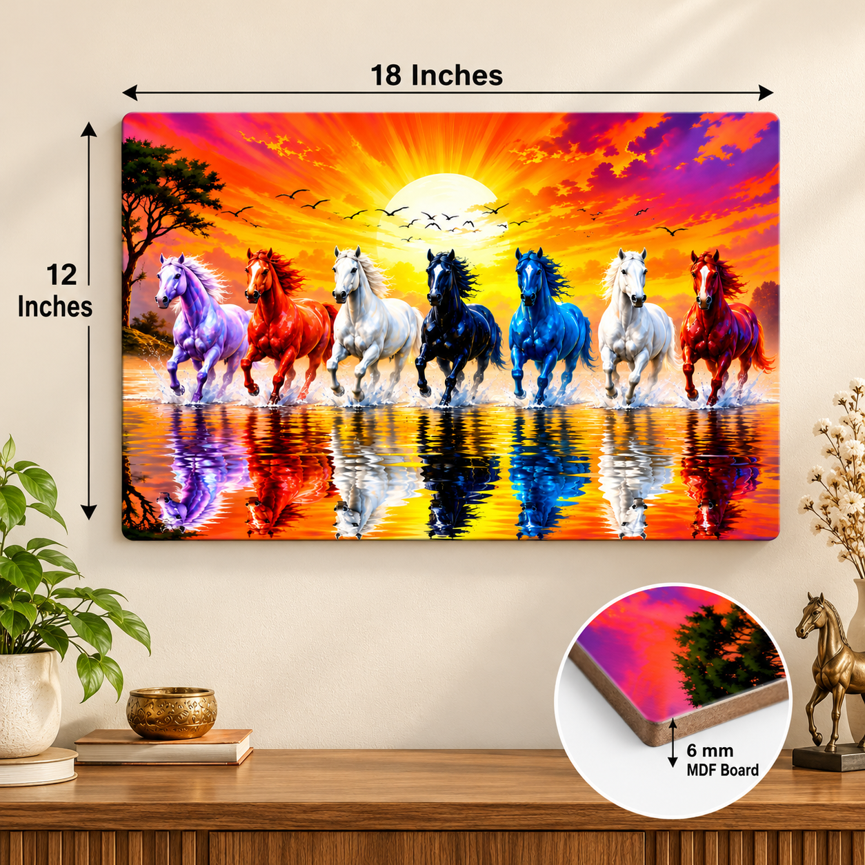 Running horses wall painting for office decoration