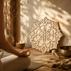 flat wooden mandala craft base for decoration
