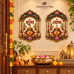 Traditional Shubh Labh wall art for Indian homes