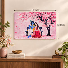 Cherry blossom theme Radha Krishna wall decor