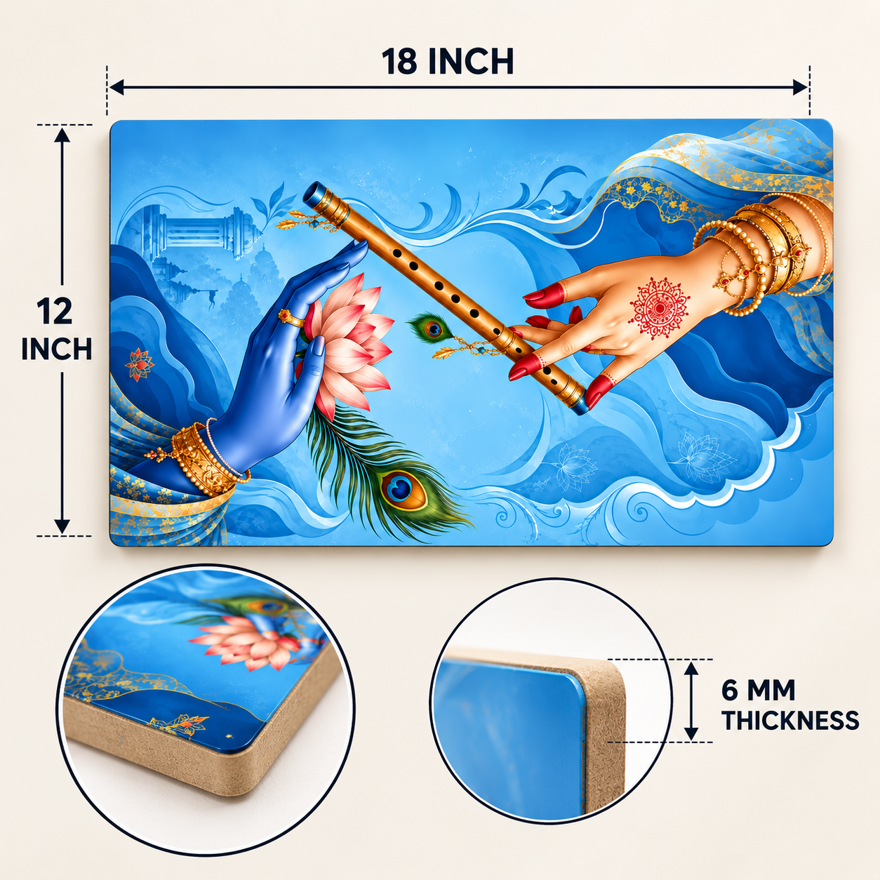 Krishna flute wall art for living room decoration