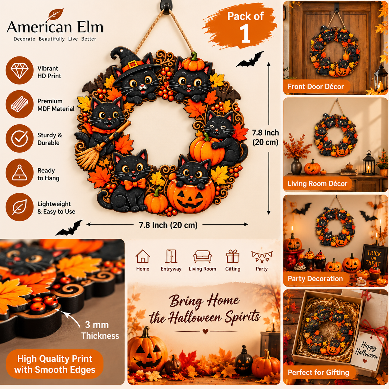 ready to hang Halloween door wreath