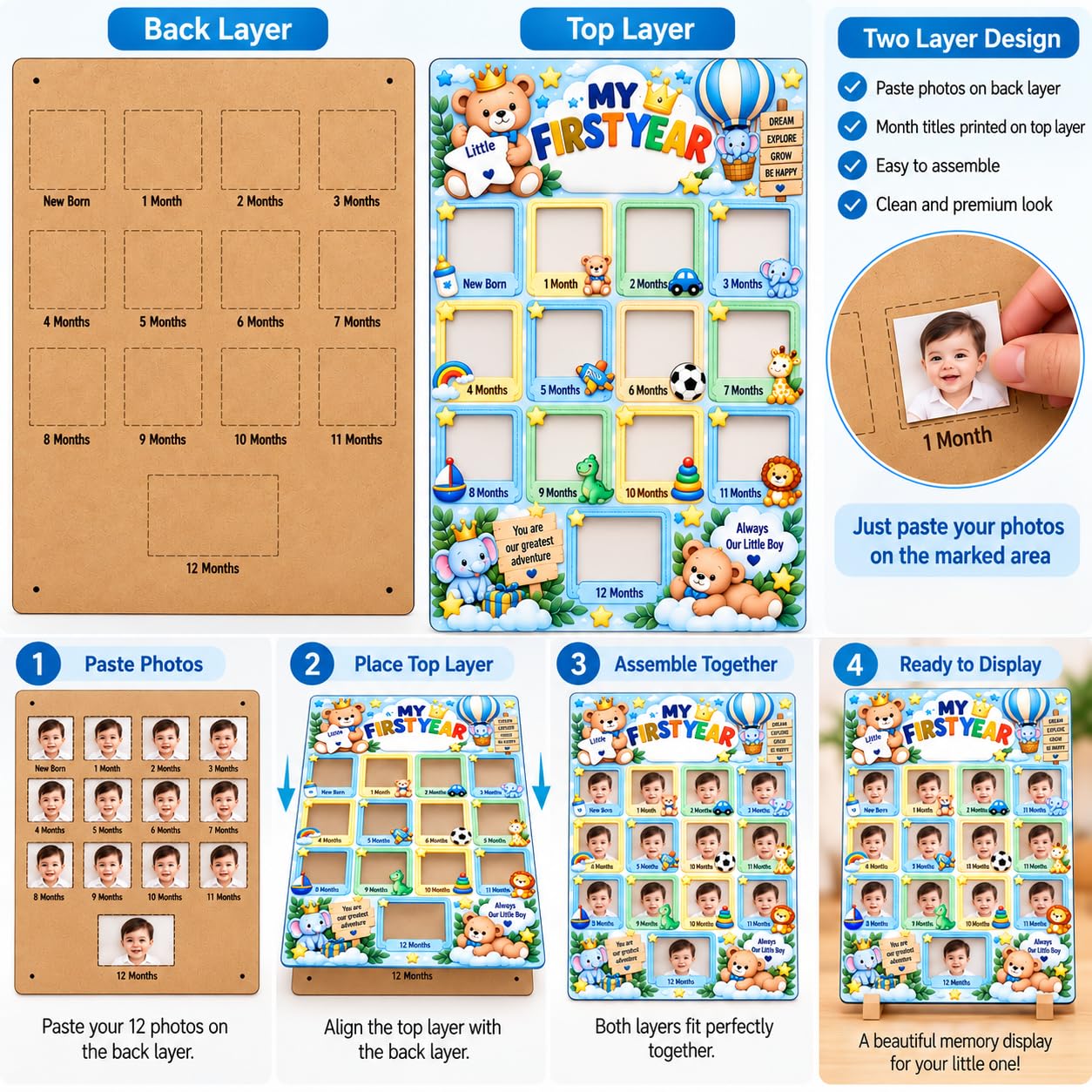 Two layer MDF baby photo frame