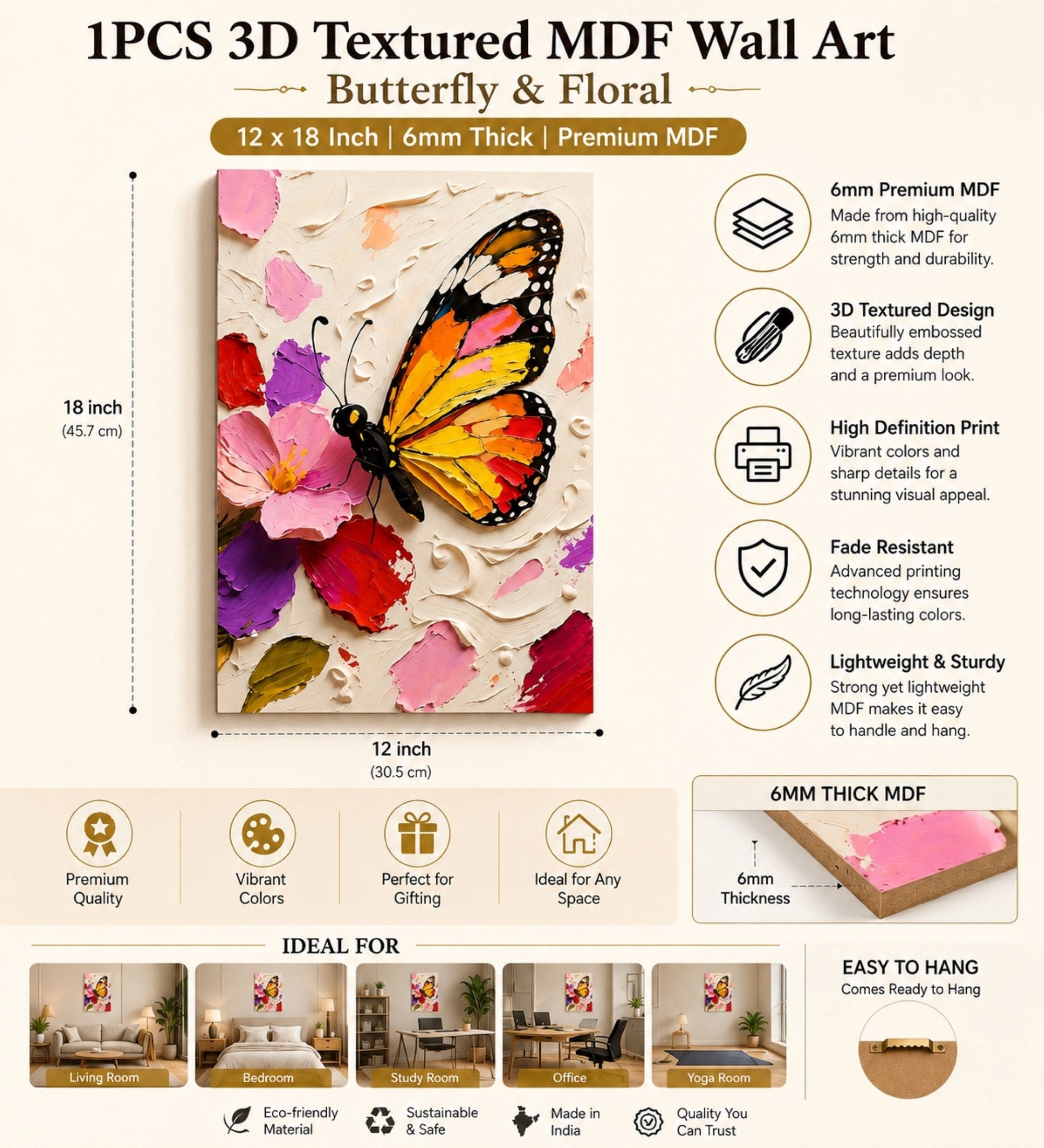 3D Butterfly Wall Painting for Bedroom