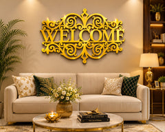 golden mirror finish wall decor