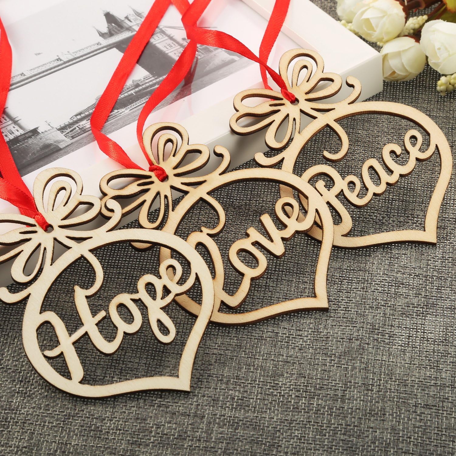 xmas wooden tree decorations set