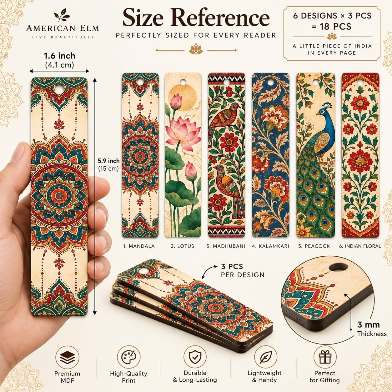 Peacock design bookmarks for book lovers
