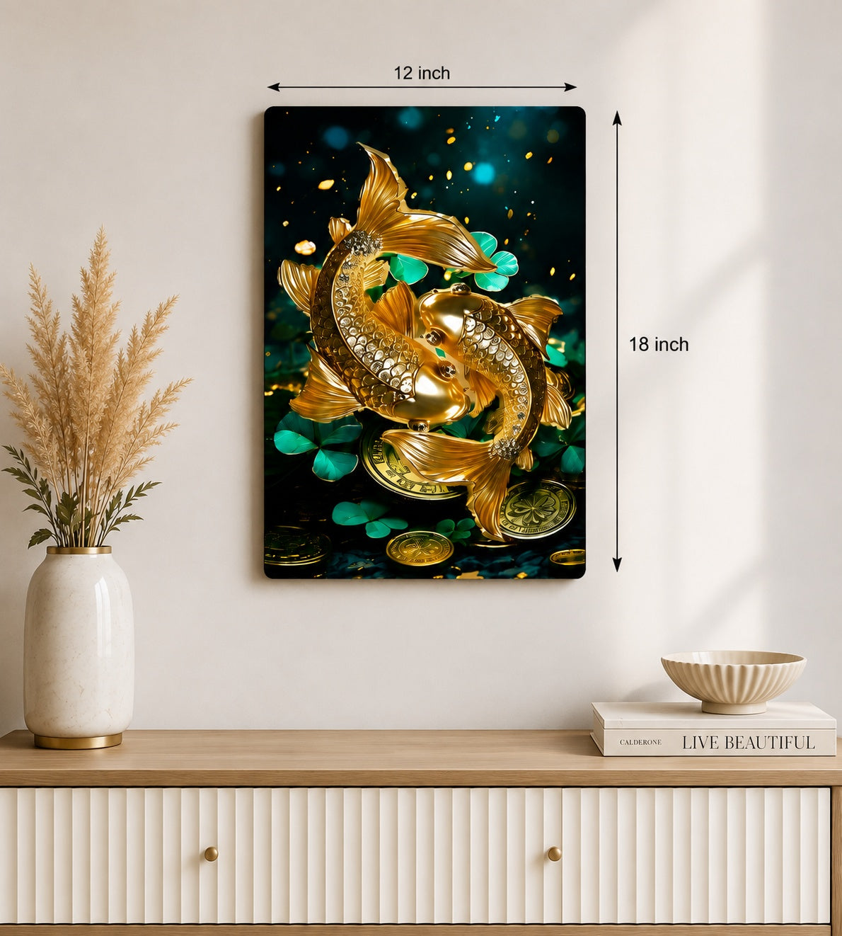 golden koi fish wall painting for home