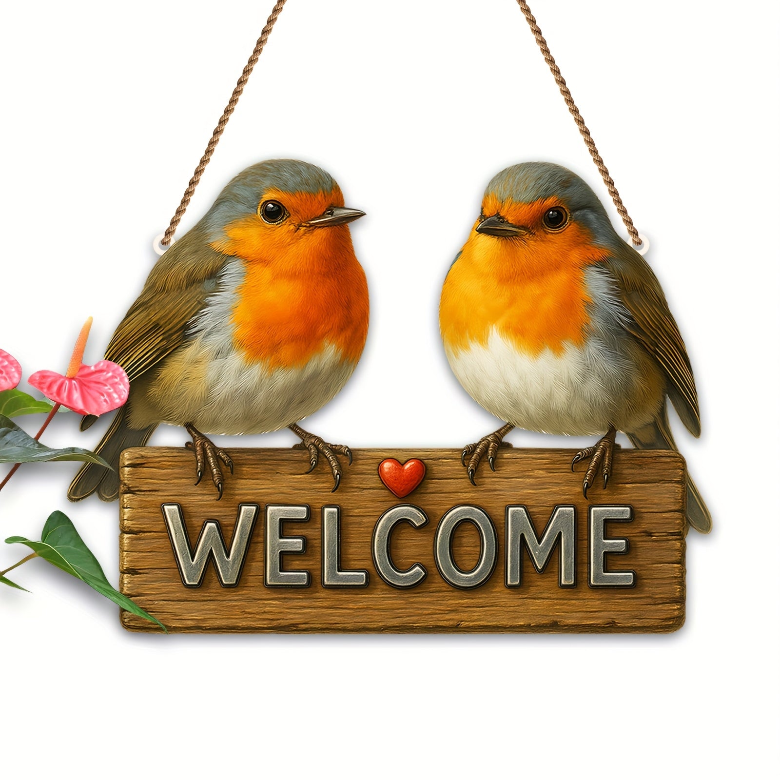 front door bird hanging welcome plaque