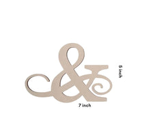 Decorative ampersand symbol with measurements on a white background