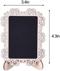 Decorative small chalkboard with ornate frame and dimensions indicated.