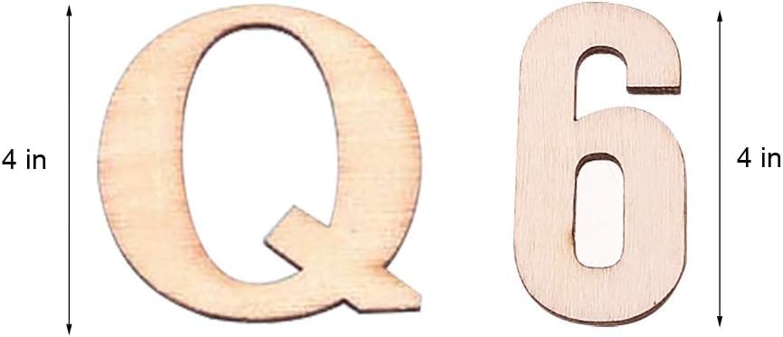Wooden letters 'Q' and '6' with measurements on a white background