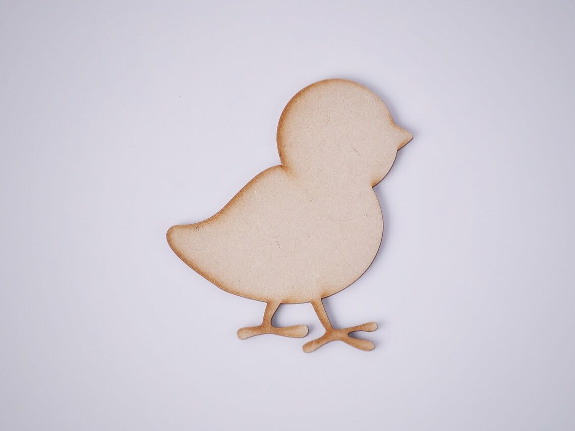 Wooden chick shape on a light gray background