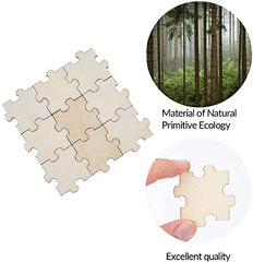 Cliths Set of 100 Blank Wooden Jigsaw Puzzles Square Pieces for DIY Crafts Interlocking Craft Puzzles