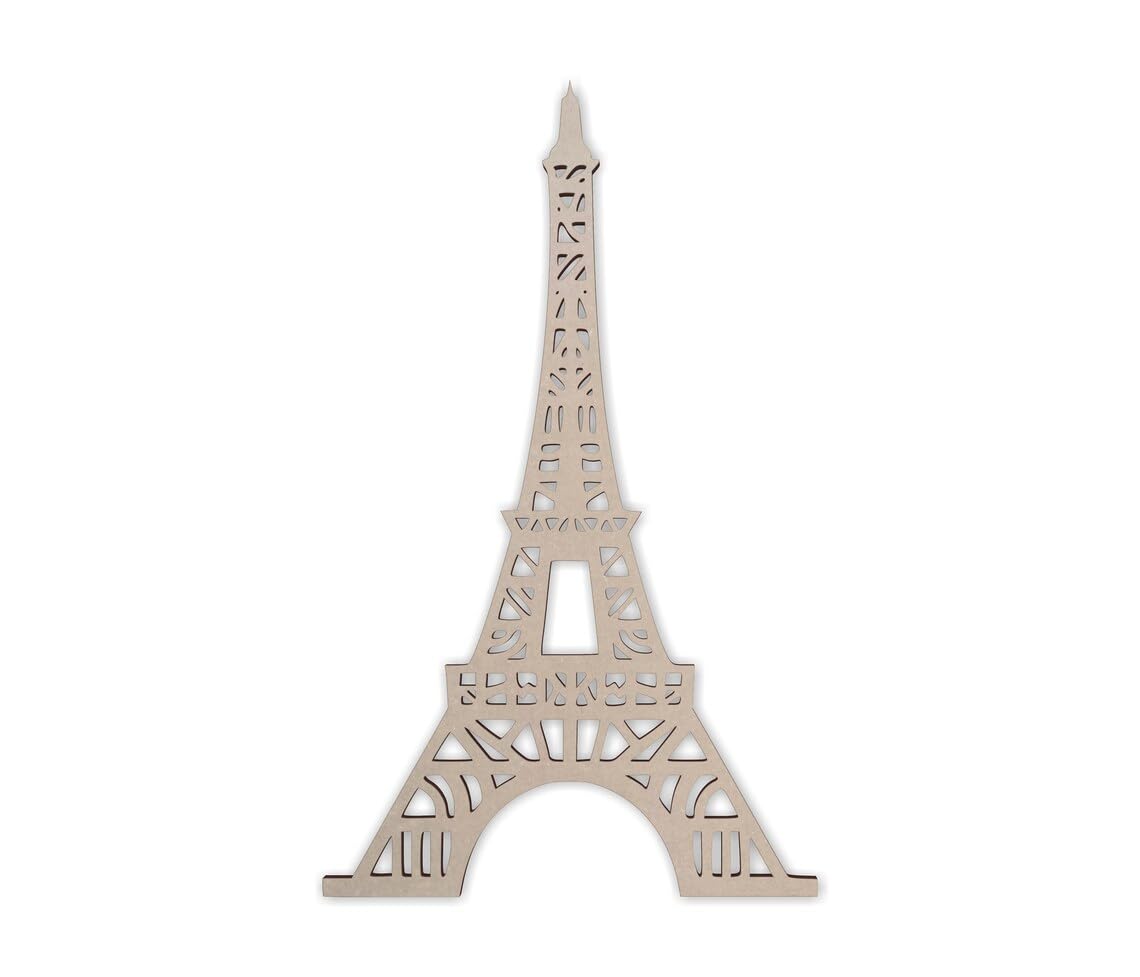 Metallic Eiffel Tower decoration on a white background