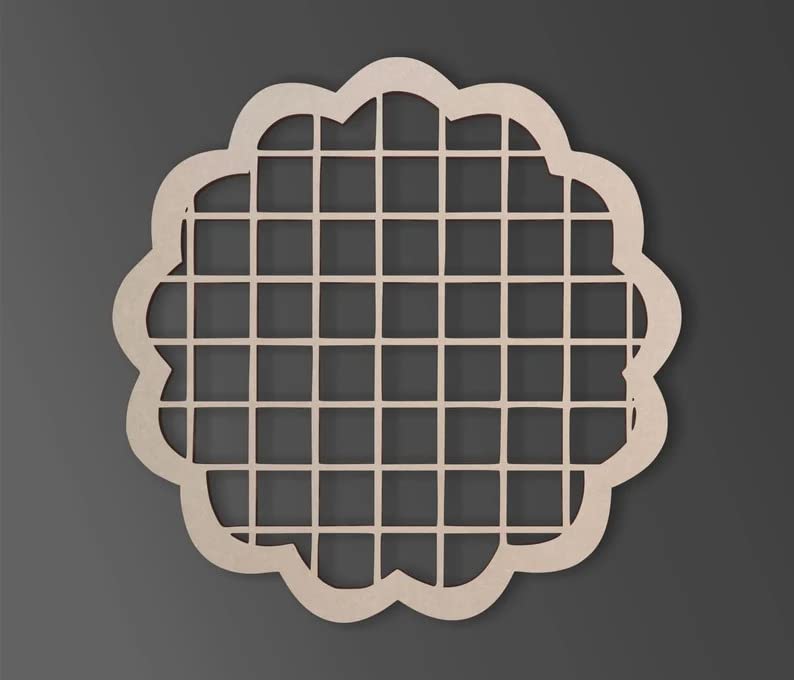 Decorative grid wall art on a dark background