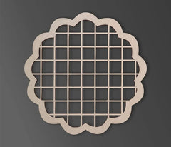 Decorative grid wall art on a dark background