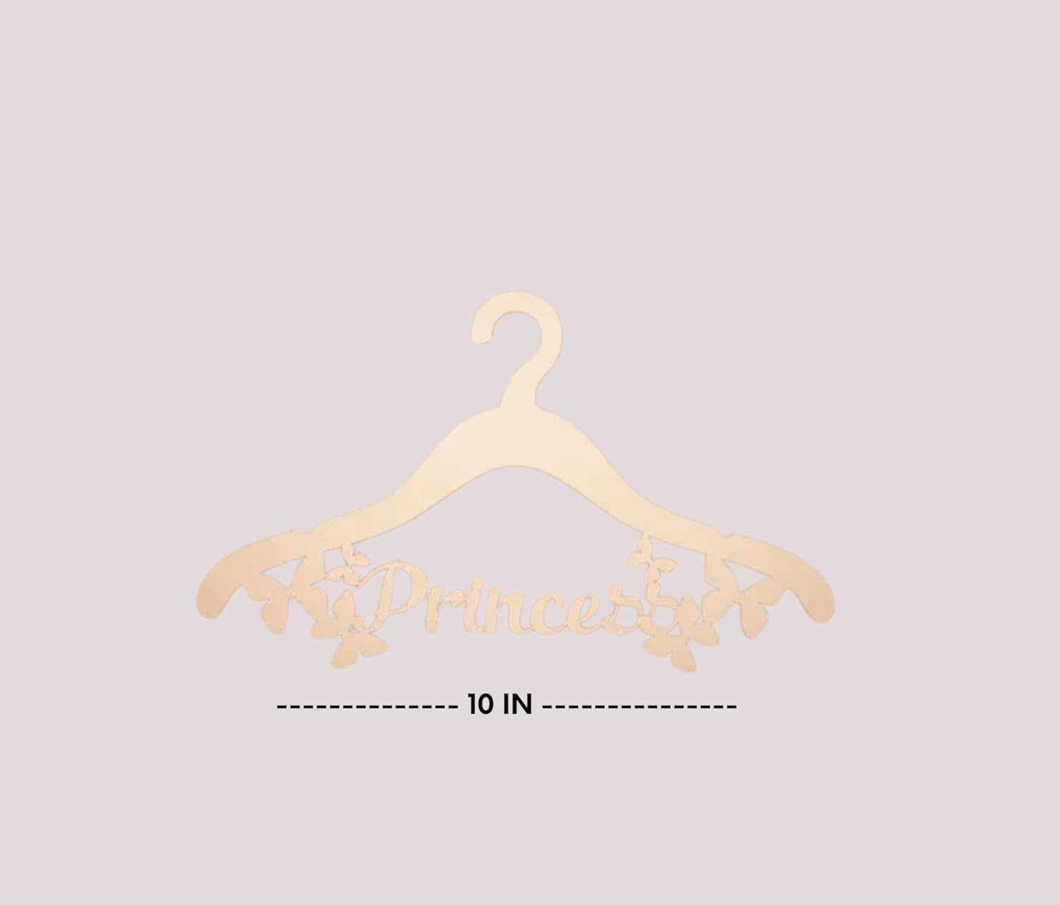 Gold 'Princess' hanger on a light gray background
