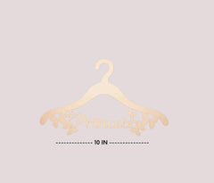 Gold 'Princess' hanger on a light gray background
