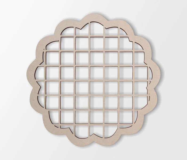 Decorative wall art with grid pattern on a light gray background