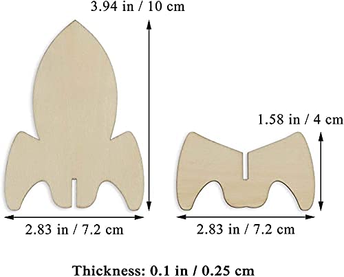 laser-cut rocket wood shapes