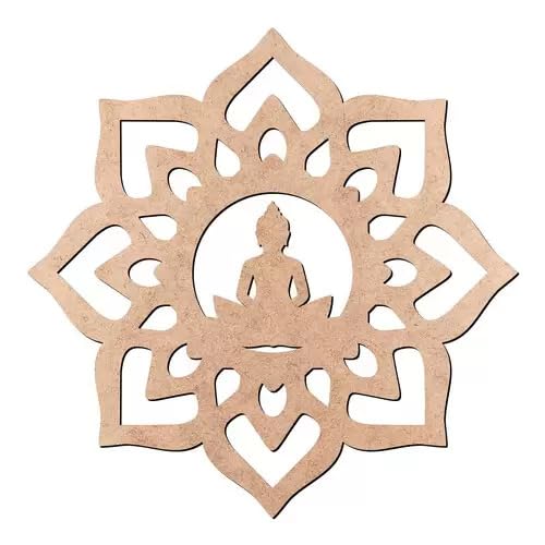 Decorative wall art with a Buddha silhouette inside a geometric mandala on a white background