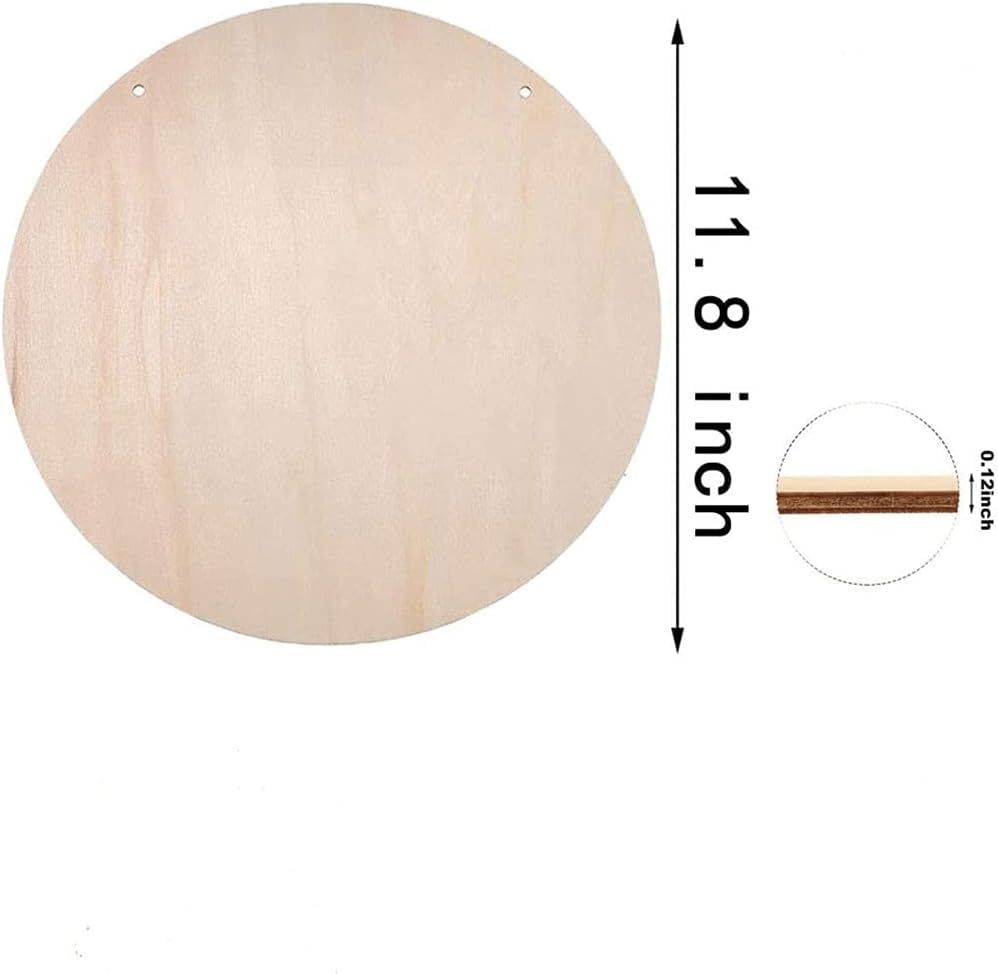 Wooden circle with dimensions indicating it is 11.8 inches in diameter.