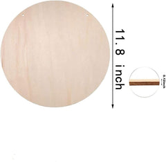 Wooden circle with dimensions indicating it is 11.8 inches in diameter.