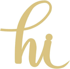 Gold 'hi' text on a white background