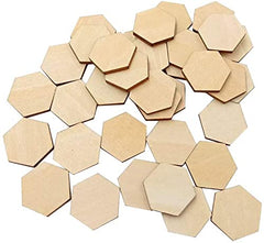 Cliths 30 Pcs Hexagon Wood Pieces Beech Wood Craft Blanks for DIY Painting Wall Art & Home Decor