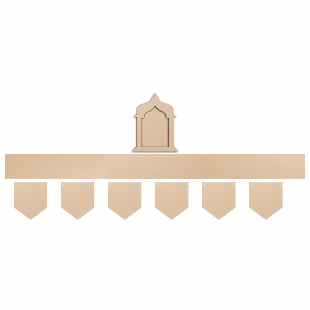 Decorative wall art with a central arch design and five smaller arches below on a white background.