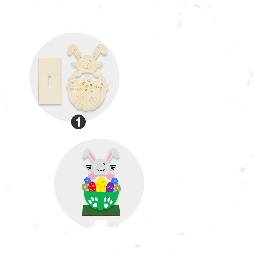 Two decorative cutouts of Easter-themed designs on a white background.