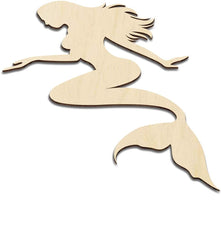 Wooden mermaid silhouette on a white background