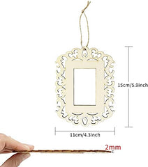 Decorative photo frame with intricate designs, held by a hand and shown with measurements on a white background.